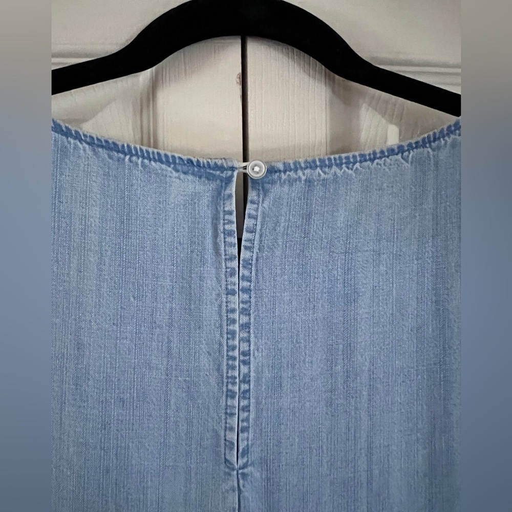 LOFT chambray tiered ruffle-sleeve mini dress - Picture 5 of 5